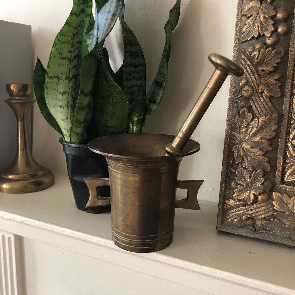 Vintage Brass Mortar and Pestle